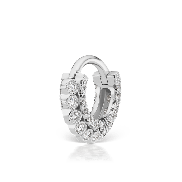 Diamond Double sided Apsara Hoop Earring White Gold 6.5mm