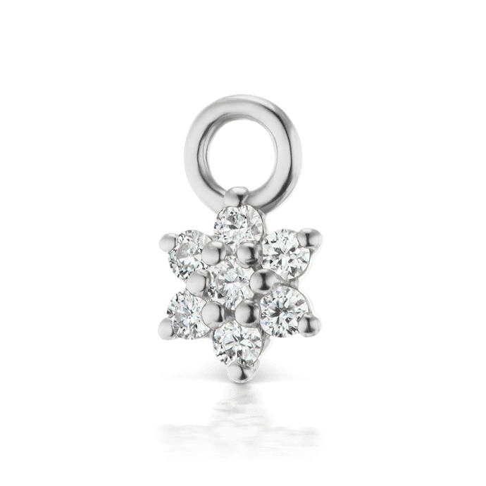 Diamond Flower Charm White Gold 4.5mm