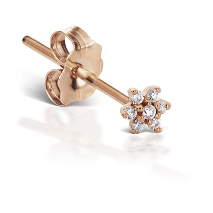 Diamond Flower Stud Earring Rose Gold 3mm