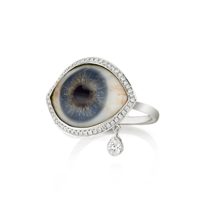 Diamond Halo Invisible Set Teardrop Eye Finger Ring