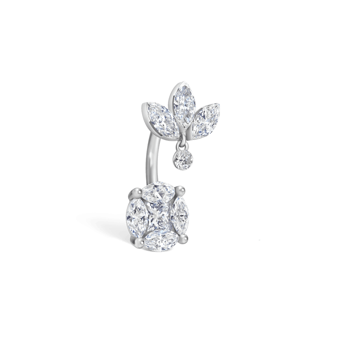 Diamond Lotus and Cluster Navel Barbell