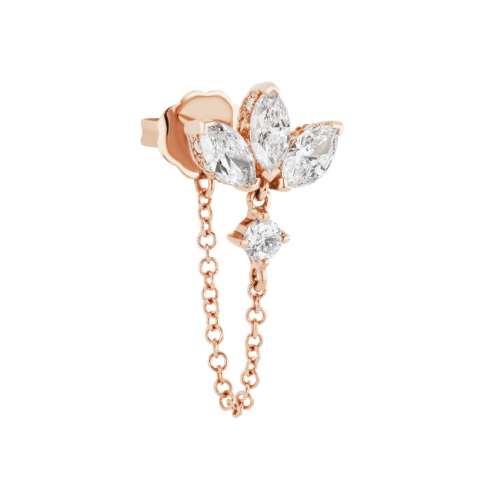 Diamond Lotus Dangle Chain Wrap Rose Gold 6mm