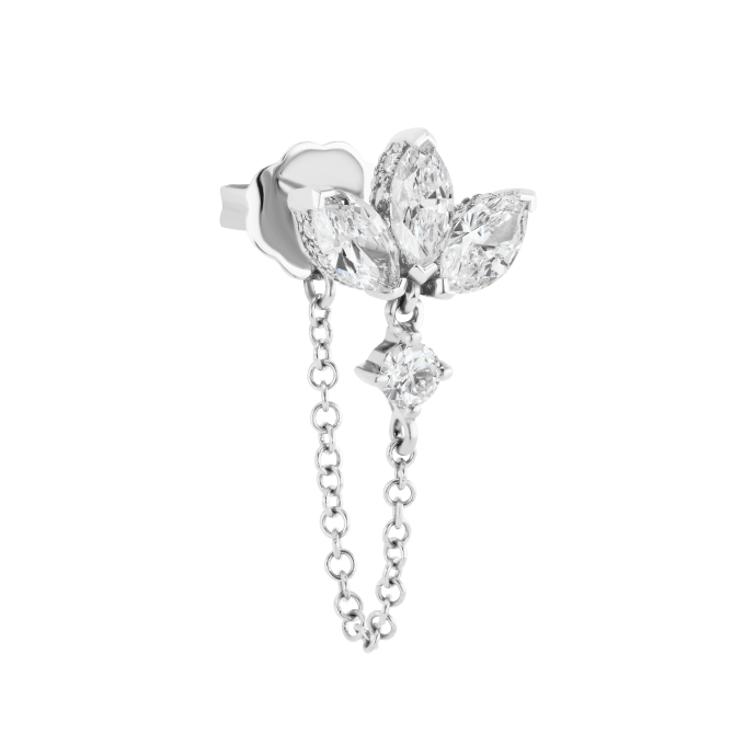 Diamond Lotus Dangle Chain Wrap White Gold 6mm
