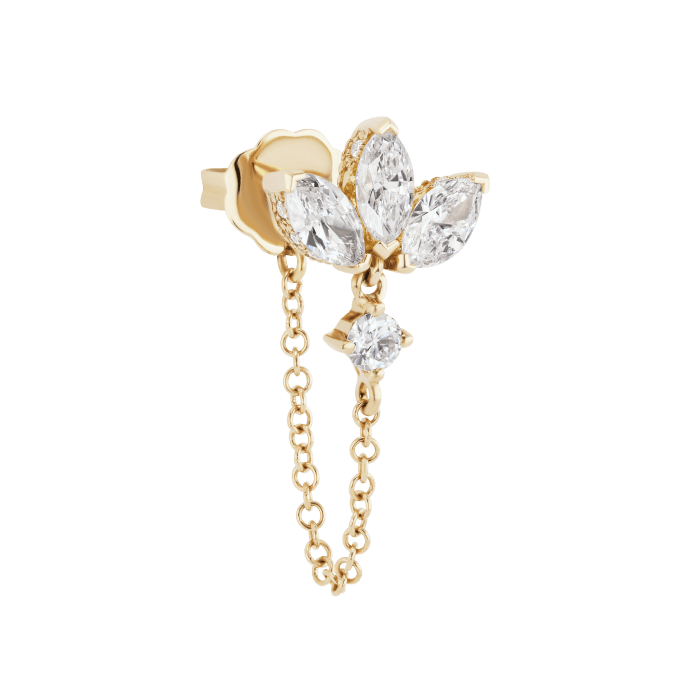 Diamond Lotus Dangle Chain Wrap Yellow Gold 6mm