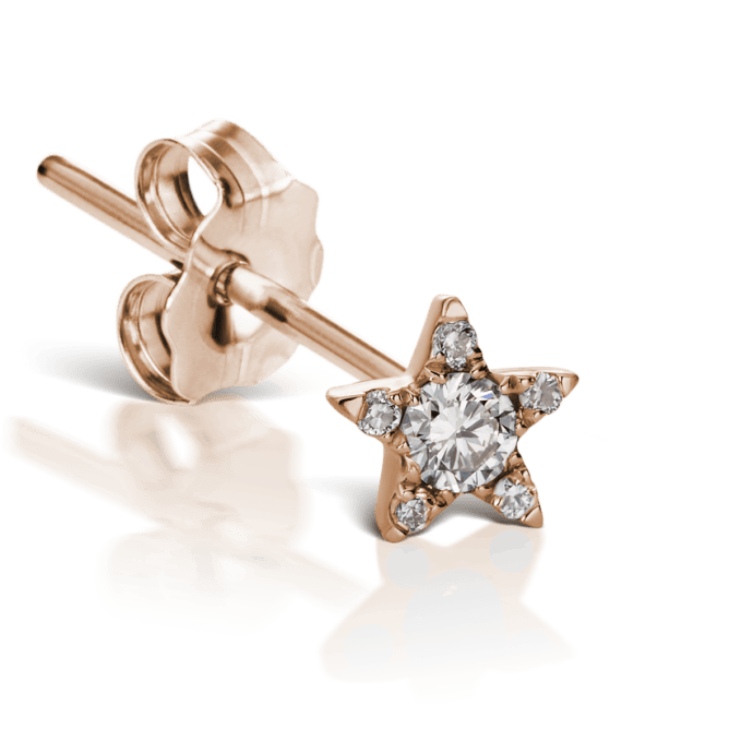 Diamond Star Stud Earring Rose Gold 4.5mm