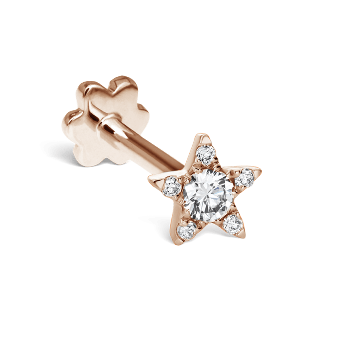 Diamond Star Threaded Stud Earring Rose Gold 4.5mm