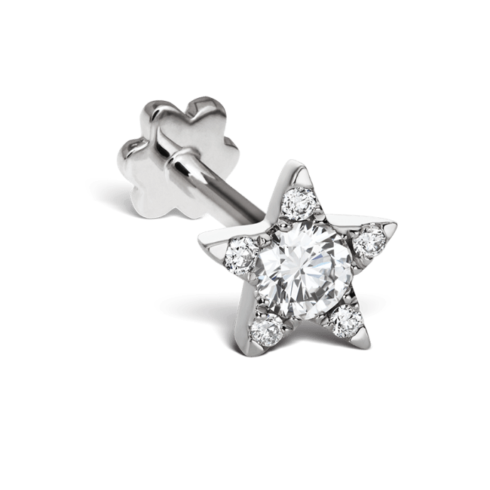 Diamond Star Threaded Stud Earring White Gold 5.5mm