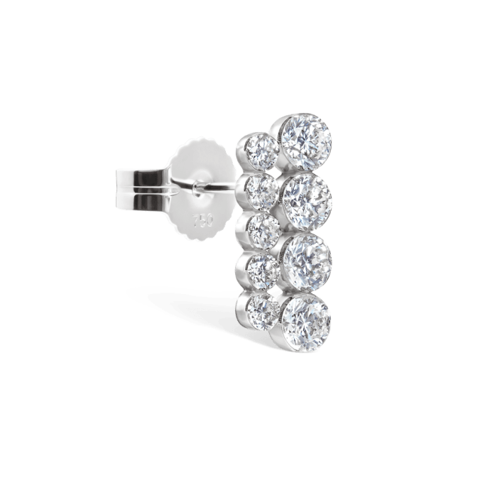 Invisible Set Diamond Apsara Bar Stud Earring White Gold 11mm Right