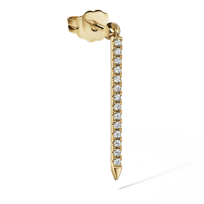Diamond Eternity Bar Charm Stud Earring Yellow Gold 18mm