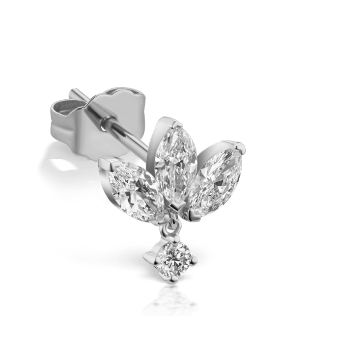 Invisible Set Diamond Lotus Dangle Stud Earring