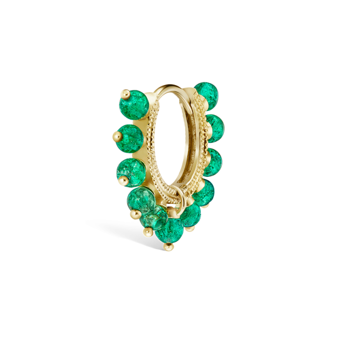 Emerald Coronet Hoop Earring Yellow Gold 8mm