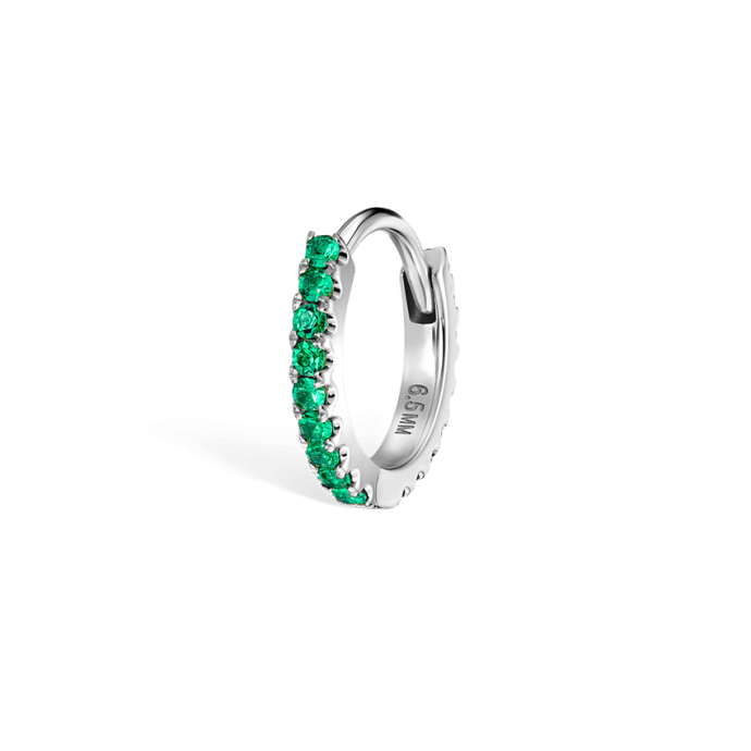Emerald Eternity Hoop Earring White Gold 6.5mm