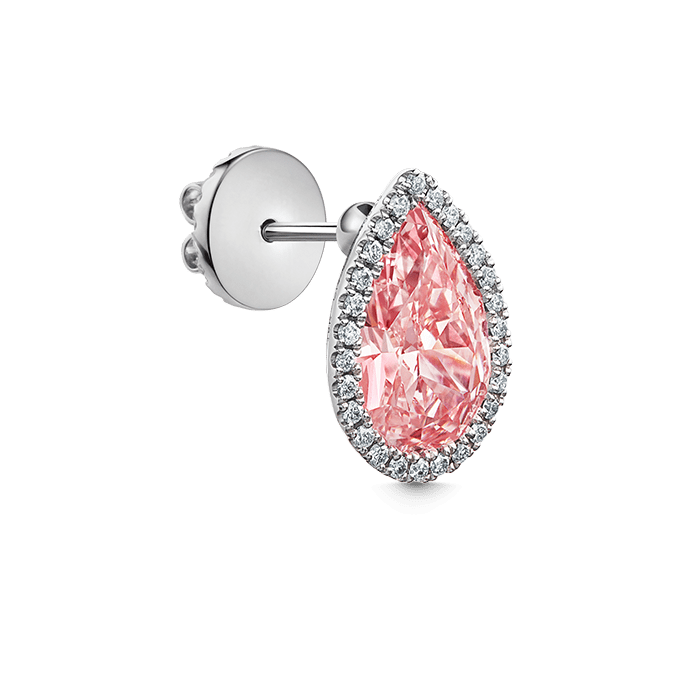 Pink Pear Diamond Pavé Stud Earring White Gold 1.53ct