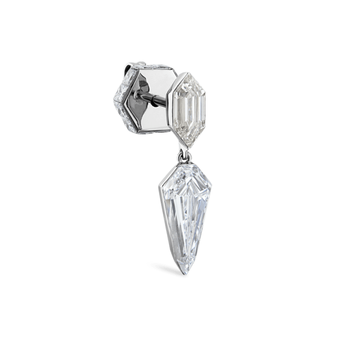 Invisible Set Chevronelle and Silhouette Diamond Dangle Earring