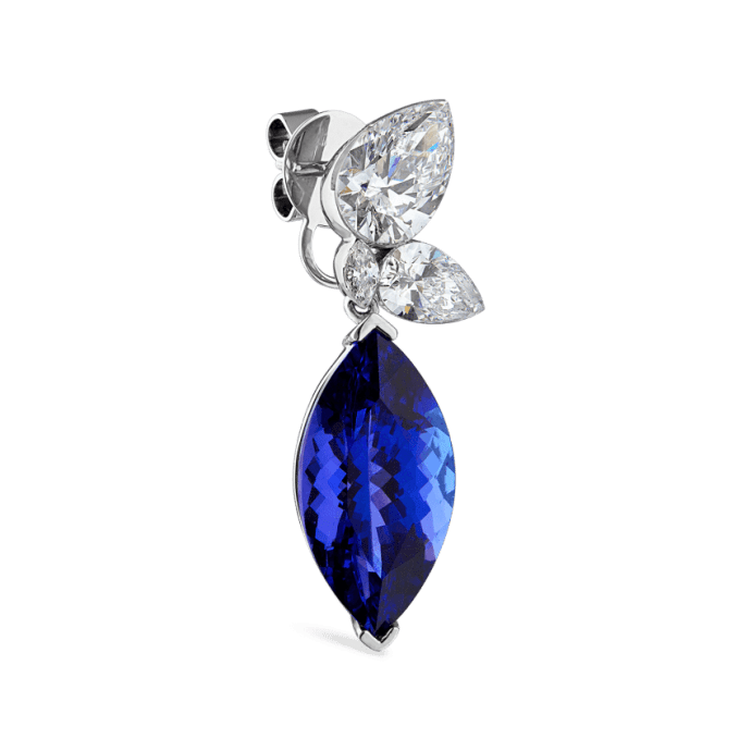Grand Tanzanite Marquise Pear Diamond Echo Earring