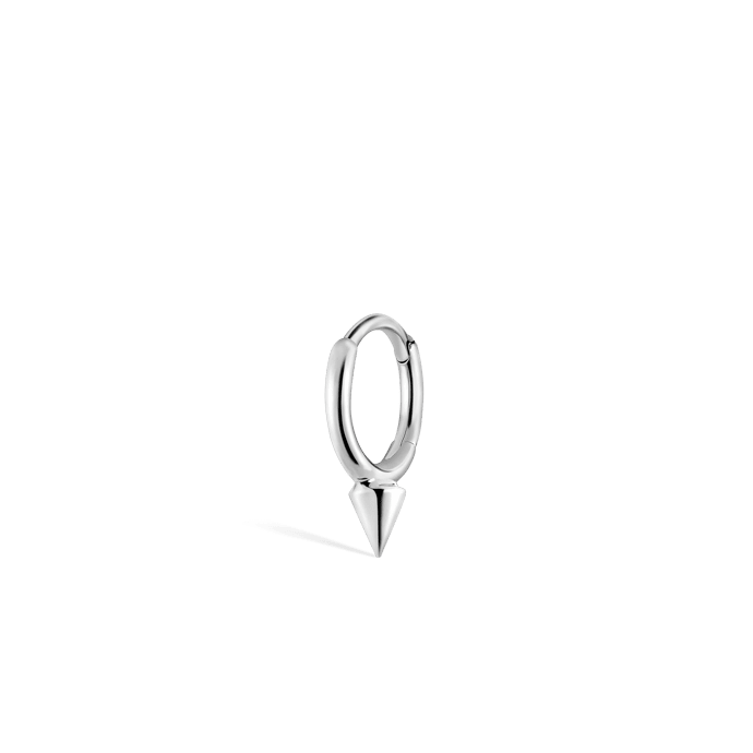 Single Short Spike Hoop Earring (Non Rotating) White Gold 6.5mm