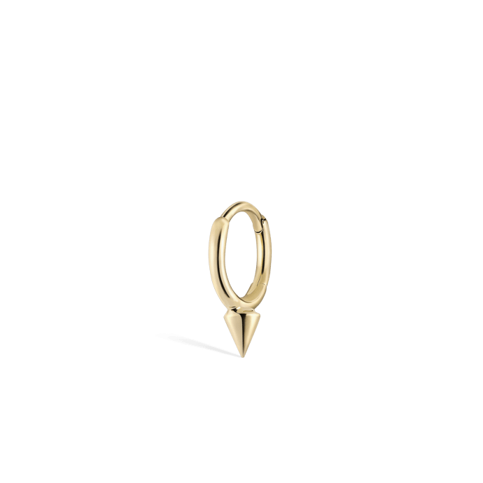Single Short Spike Hoop Earring (Non Rotating) Yellow Gold 6.5mm