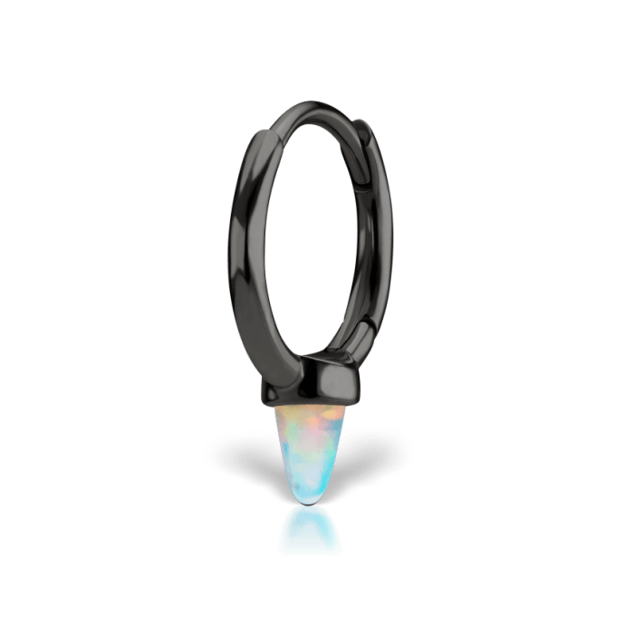 Opal Single Short Spike Hoop Earring (Non Rotating) Black Rhodium 8mm