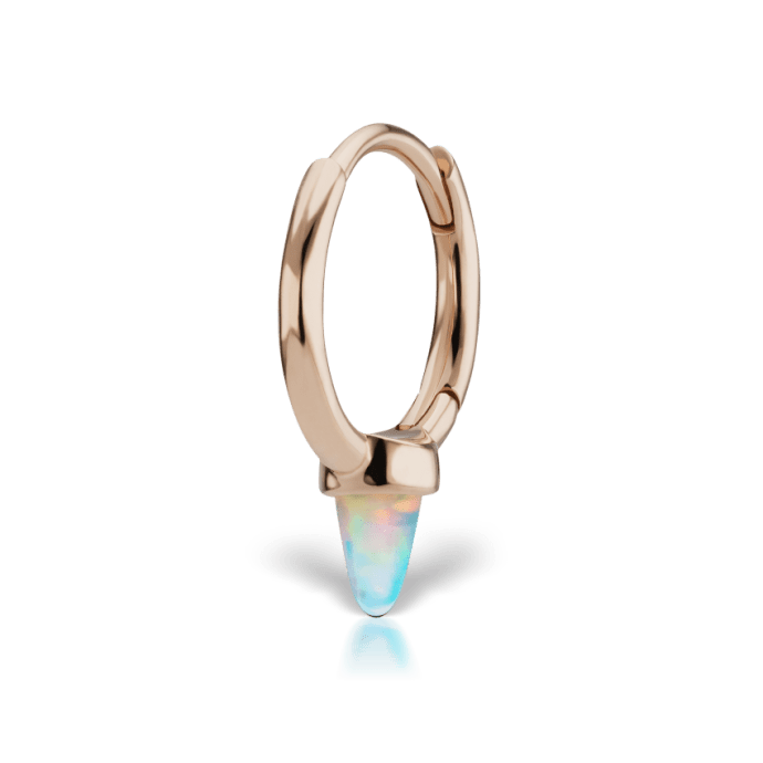 Opal Single Short Spike Hoop Earring (Non Rotating) Rose Gold 8mm