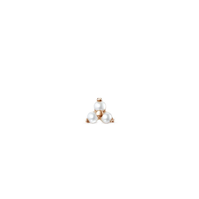 Pearl Trinity Stud Earring Rose Gold 3mm