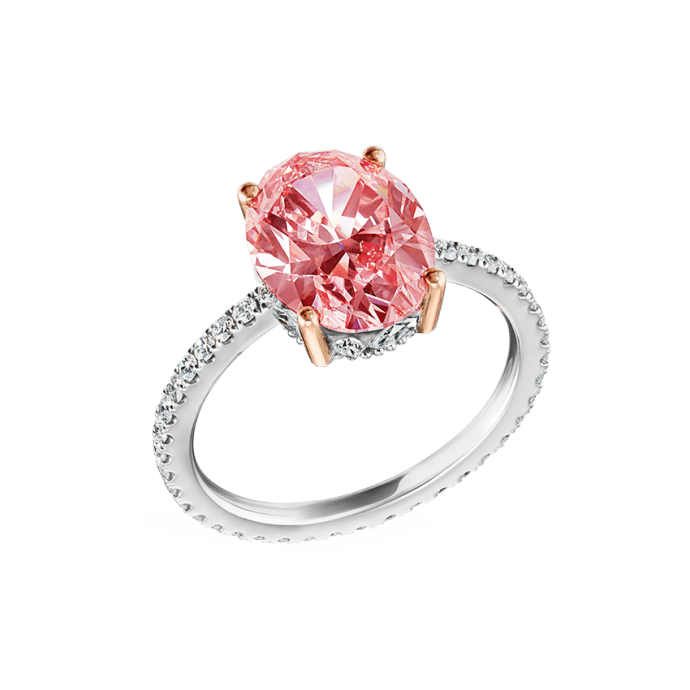 Pink Oval Diamond Eternity Finger Ring