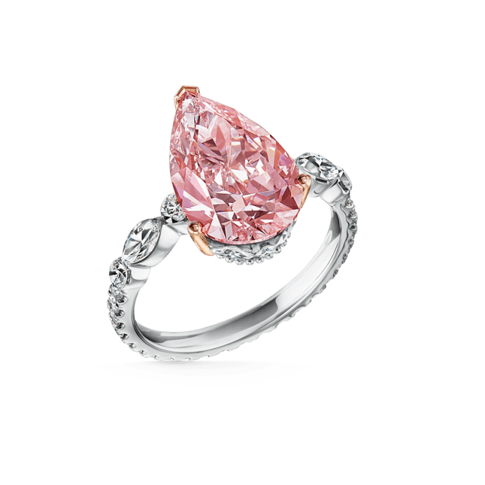 Pink Pear Diamond Eternity Finger Ring
