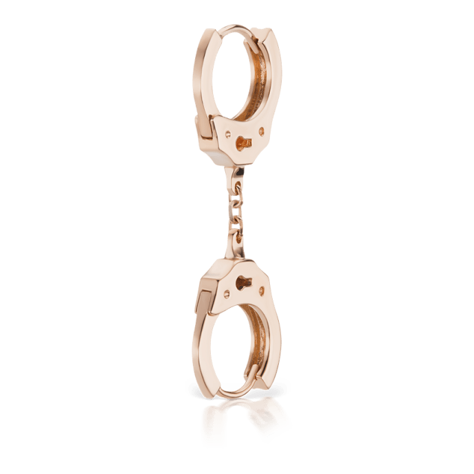 Handcuff Hoop Earring with Short Chain Rose Gold 8mm