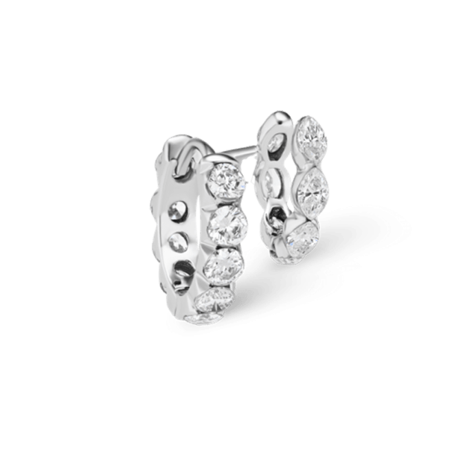 Invisible Set and Marquise Diamond Eternity Linked Rings White Gold 8mm, 6.5mm Left
