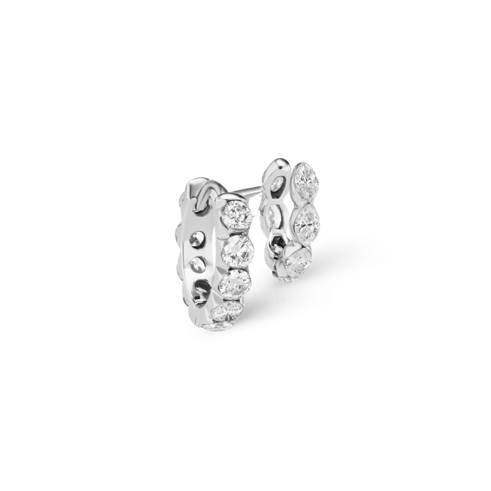 Invisible Set and Marquise Diamond Eternity Linked Rings White Gold 8mm, 6.5mm Left