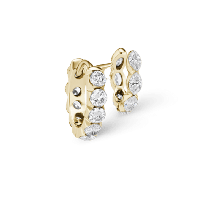 Invisible Set and Marquise Diamond Eternity Linked Rings Yellow Gold 8mm, 6.5mm Left