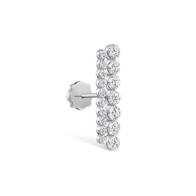 Invisible Set Diamond Apsara Bar Threaded Stud Earring White Gold 18mm