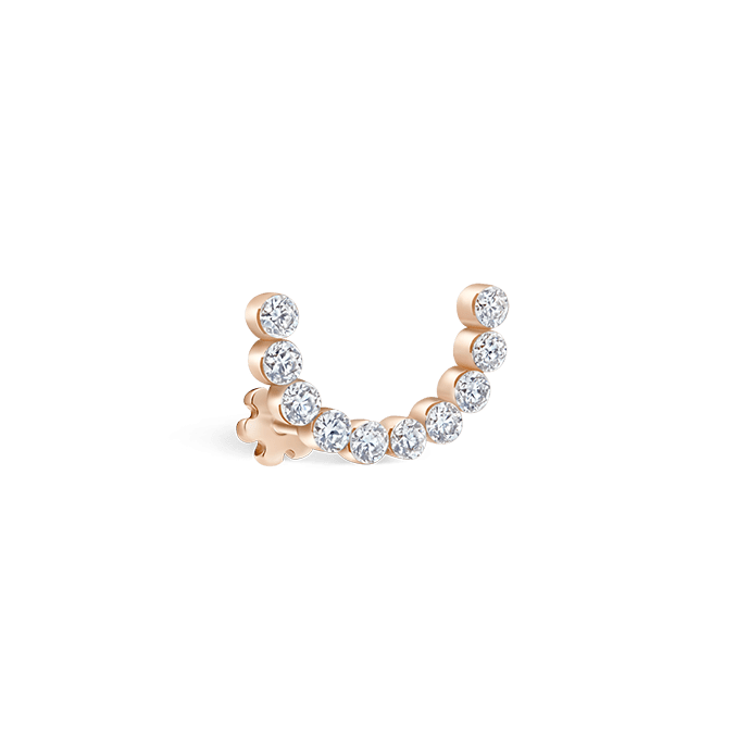 Invisible Set Diamond Demi Eternity Threaded Stud Earring Rose Gold 6.5mm