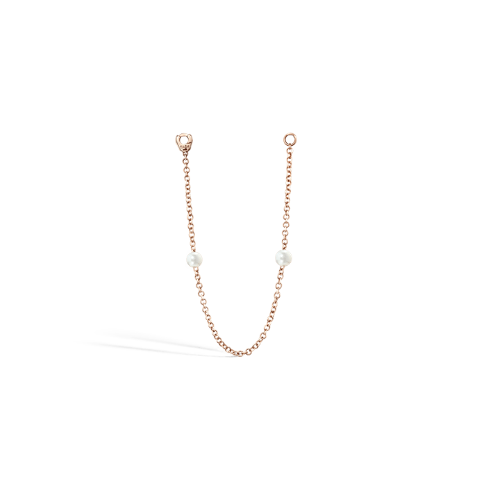 Double Pearl Chain Connecting Charm Rose Gold 76 mm