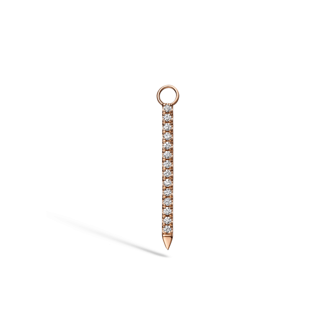 Black and White Diamond Eternity Bar Charm Rose Gold 18mm