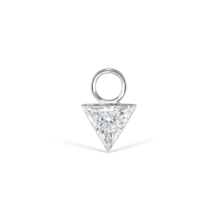 Invisible Set Triangle Diamond Charm White Gold 4mm