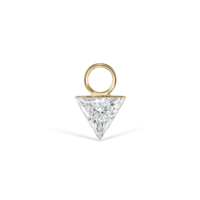 Invisible Set Triangle Diamond Charm Yellow Gold 4mm