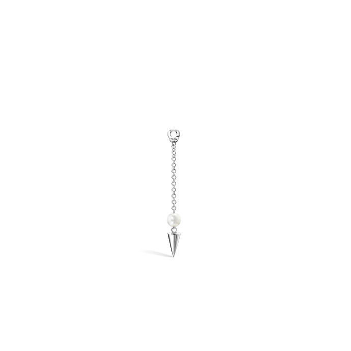 Pearl and Short Spike Pendulum Charm White Gold 20 mm