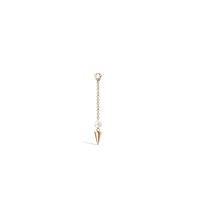Pearl and Short Spike Pendulum Charm Yellow Gold 20 mm