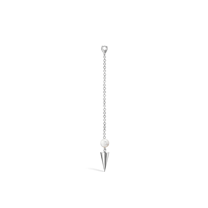 Pearl and Long Spike Pendulum Charm White Gold 40mm