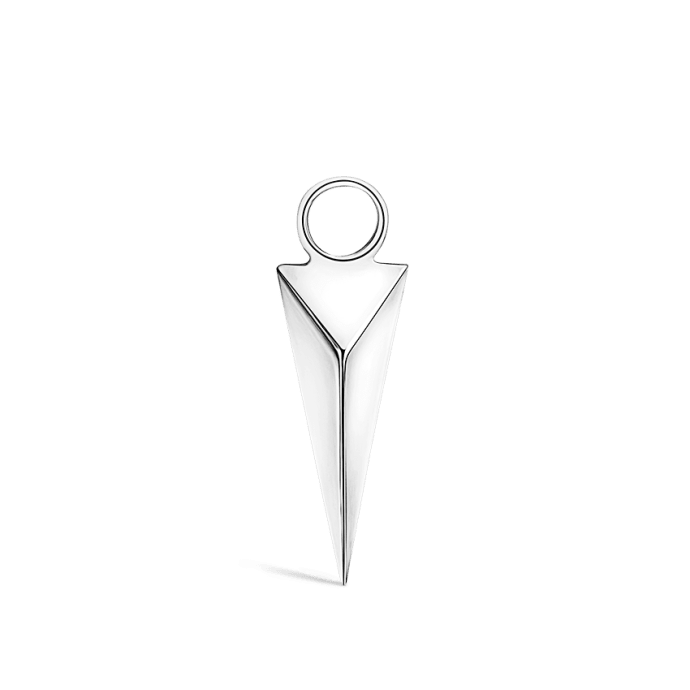 Faceted Long Spike Charm White Gold