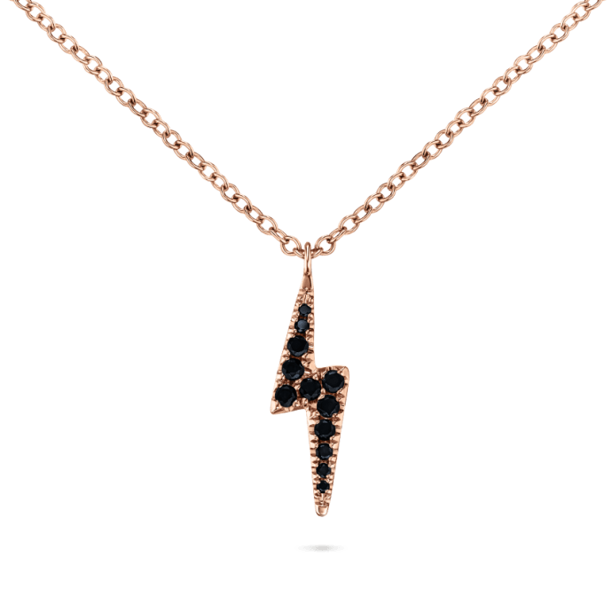 White and Black Diamond Lightning Bolt Necklace