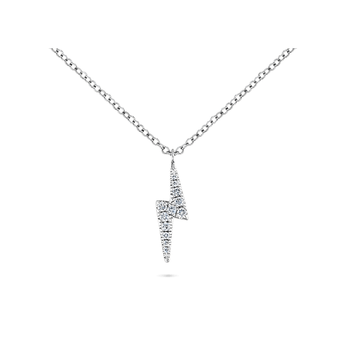 Diamond and Sapphire Lightning Bolt Necklace White Gold