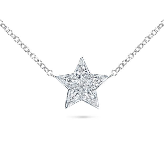 11mm Invisible Set Diamond Star Necklace White Gold