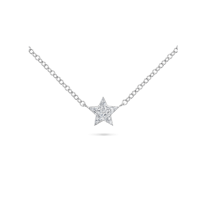 7mm Invisible Set Diamond Star Necklace White Gold