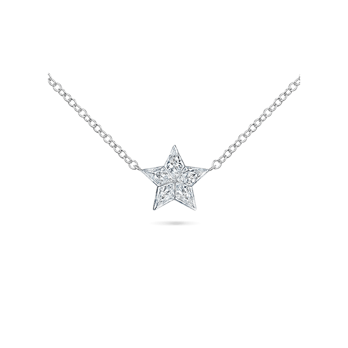 9mm Invisible Set Diamond Star Necklace White Gold