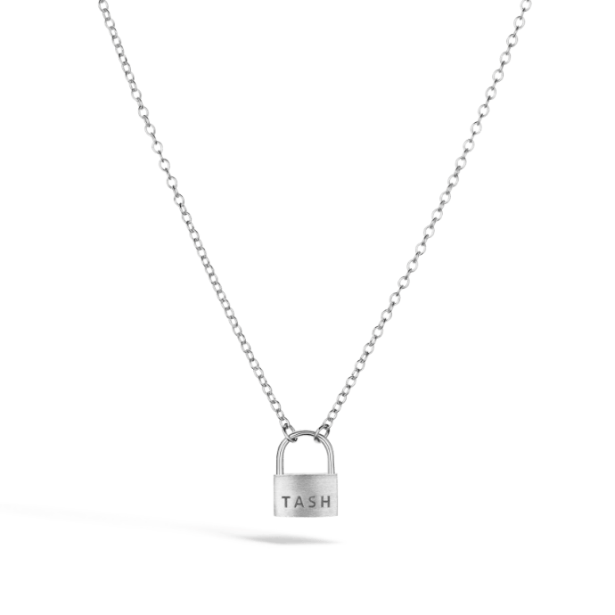 Large Padlock Necklace White Gold 18 Inches 1.8mm