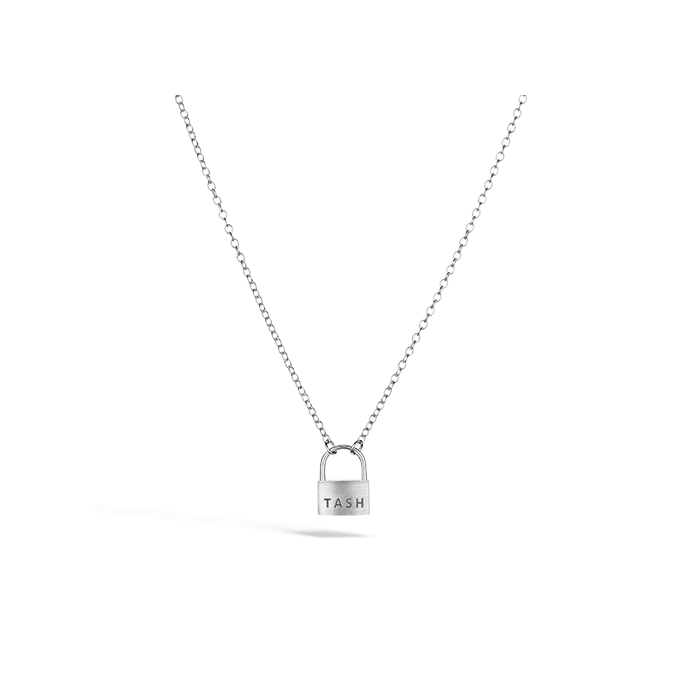 Large Padlock Necklace White Gold 18 Inches 1.8mm