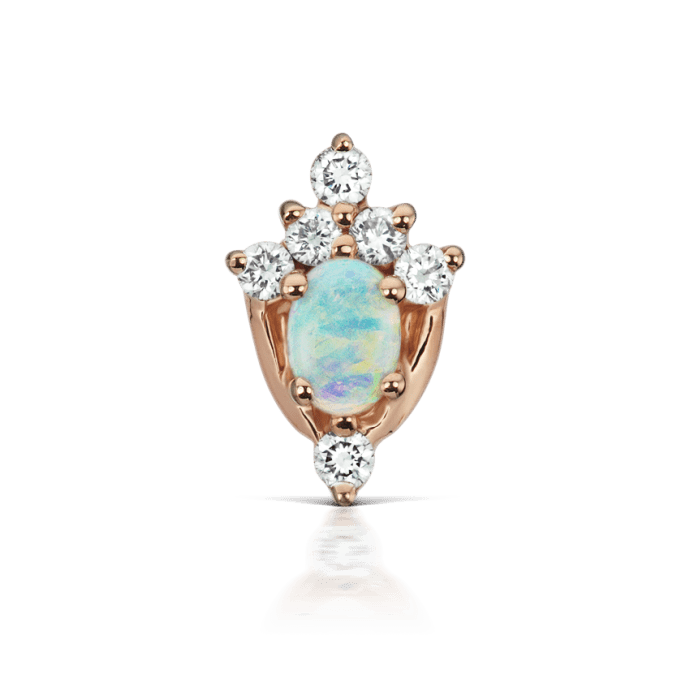 Opal and Diamond Tash Tiara Stud Earring Rose Gold
