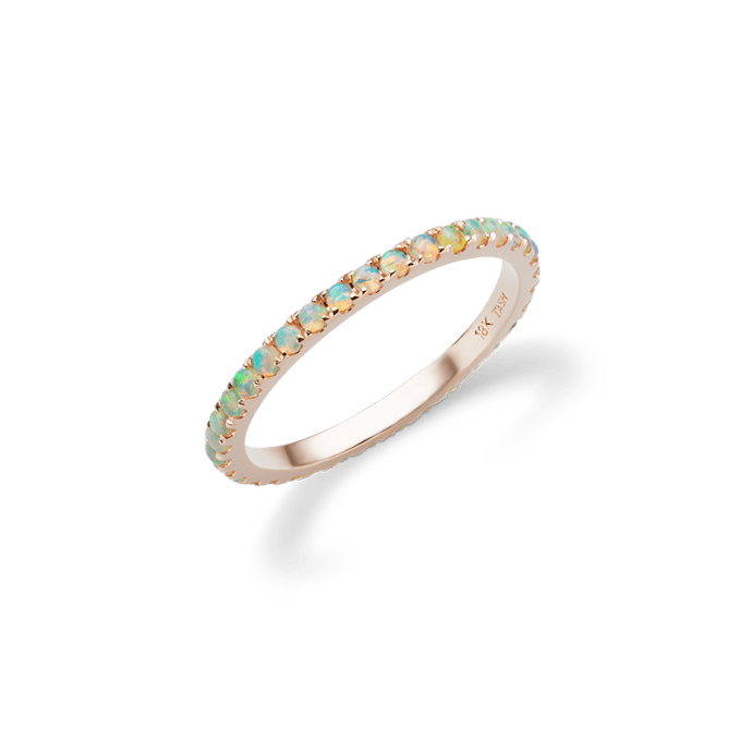 Opal Eternity Finger Ring Rose Gold US 2