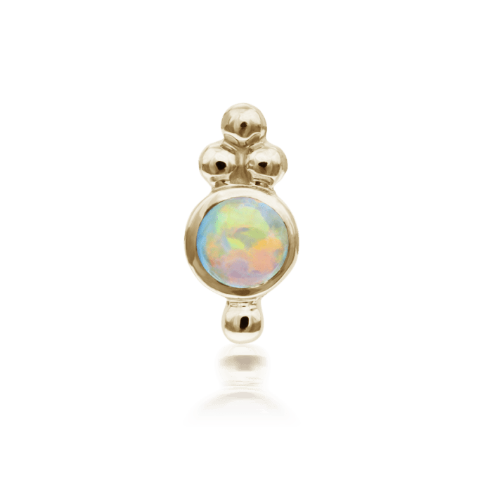 Opal Four Ball Trinity Nostril Screw Yellow Gold 7mm Left Bend